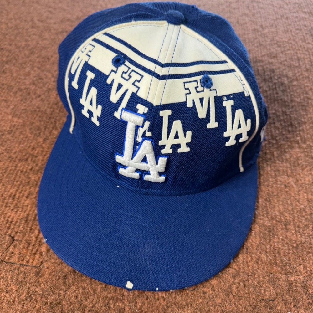 New Era 59FIFTY Los Angeles Dodgers Hat Blue White Multi Logo Fitted 7 1/4 MLB